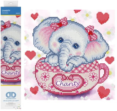 DIAMOND DOTZ DD5.073 - Original 5D Diamond Painting Set Elefant Charity, Kreativset mit 7.756 Diamant Mosaiksteinen, Malset ca. 30 x 30 cm, DIY Komplettset für Erwachsene und Kinder ab 8 Jahren