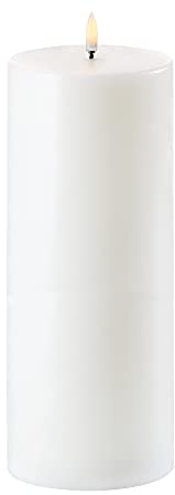Piffany Copenhagen Uyuni Lighting Pillar LED Kerze 10,1 x 25 cm Echtwachs Weiss - 6 Stunden Timerfunktion - Keine Brandgefahr, Keine Rußbildung und kein Geruch