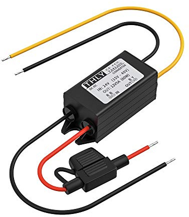 Abaisseur de Tension 24v 12v, Convertisseur de Tension DC-DC Convertisseur de Tension de Puissance 5A 60W avec Fusible étanche, pour Chariot Golf LED Bateau de Véhicule Camion Léger à Moteur, etc
