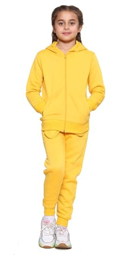 Kids Tracksuits Boys Tracksuit, Hoodies Plain Army Commando Print Tracksuit Hoodie with Jogger Sweatpants Sports Activewear Set Girls Boys Children Age 5-13 Years (Yellow Zipper Suit, 9-10 Years)