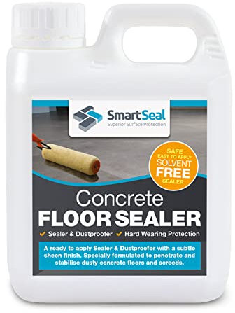 SmartSeal Concrete Floor Sealer - 1 Litre - Premium Exterior & Interior Concrete Sealer and Dustproofer with Satin Sheen Finish – Easy to Apply, Stain & Water Resistant Sealant
