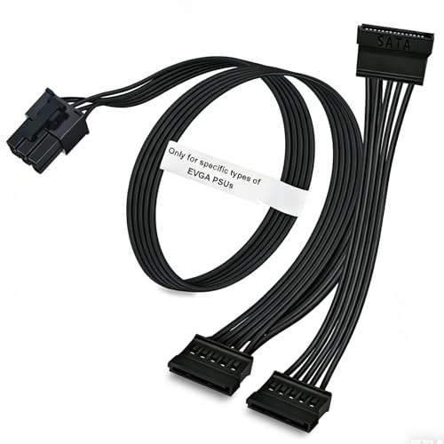 COMeap SATA Stromkabel für EVGA Netzteile, 6-Pin zu 3x 15-Pin SATA Festplatten Adapter Splitter für bestimmte EVGA Netzteilmodelle 50cm (20 Zoll)