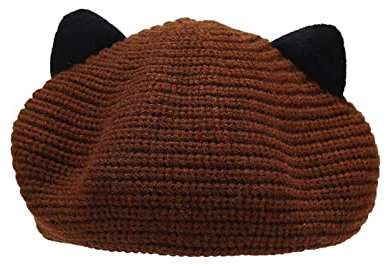 Unbekannt Niedlicher Frosch-Ohr-Frauen-Sonnen-Strand-Hut Teenager-Mädchen-Fischermützen mit breiter Krempe Fischerhut Mit Fell (c-Coffee, One Size)