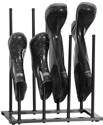 House of Home Metal Welly & Boot Storage Shoe Rack Stand - Free-Standing Footwear Holder Organiser for Outdoor & Indoor Use - Holds 4 Pairs of Walking Shoes - Trainers - Weather Resistant