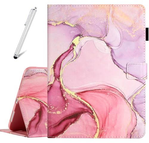 Fancity Case für iPad A16 11./10. Generation 11 Zoll/10,9 Zoll, 2025 2022 | Synthetisches Leder hülle mit Kartensteckplatz, Magnetdeckel mit Auto Wake/Sleep für iPad A16 11th/10th Gen, Marble Pink