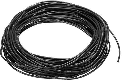 sourcing map 20AWG Elektrischer Draht 15 Meter Stromkabel 0,52 mm² Verzinntes Kupferkabel Flexibel Silikonkabel Litzenkern Klingeldraht Verdrahtungsleitung für DIY KFZ Auto Modellbau, Schwarz