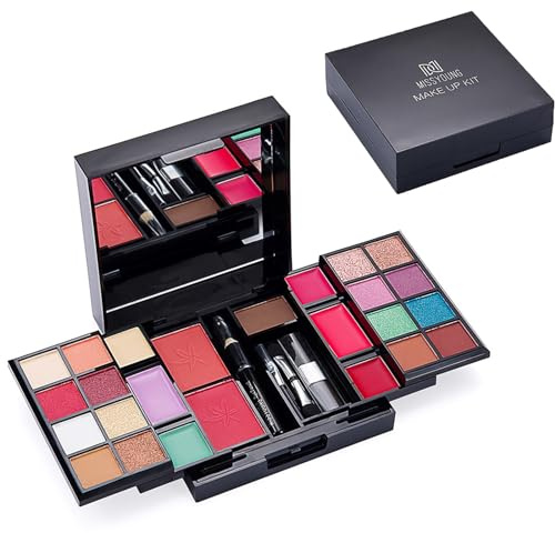 Holzsammlung Ensemble Maquillage Femme, 25 Couleurs Palette de Maquillage Kit, Ensemble-cadeau de Maquillage avec Ombre à Paupières, Rouge Lèvres, Eyeliner, Brosse Cosmétique