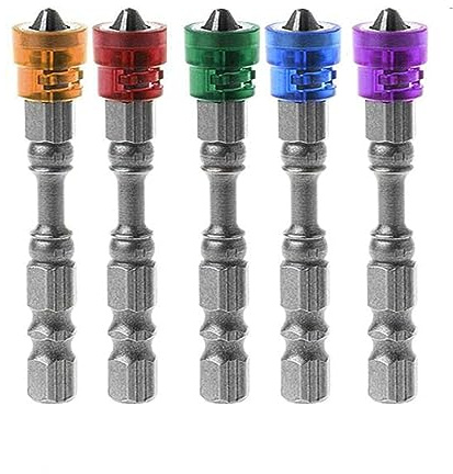 Shallho 5 Stücke Magnetkragen Design PH2 Phillips Kreuzkopf Schraubendreher Bit 1/4 Zoll Hex Schaft Tiefe Stop Trockenbau Schraubendreher Bohrer 65mm Länge
