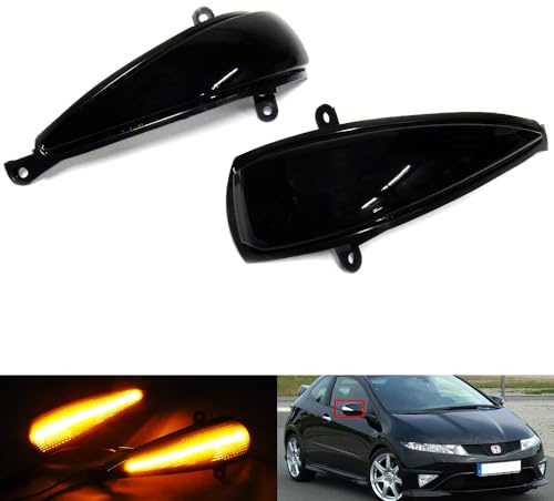 RZG 2x Black Smoked Lens Side Mirror Indicator Amber LED Marker Repeater Light For 2005-2011 Civic MK8 3 5 Door Hatchback FN FK Type R
