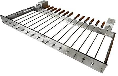 SunshineBBQs Cypriot BBQ Grill Top Rotisserie Kebab Skewers & Multiple Speed Electric Motor - Large