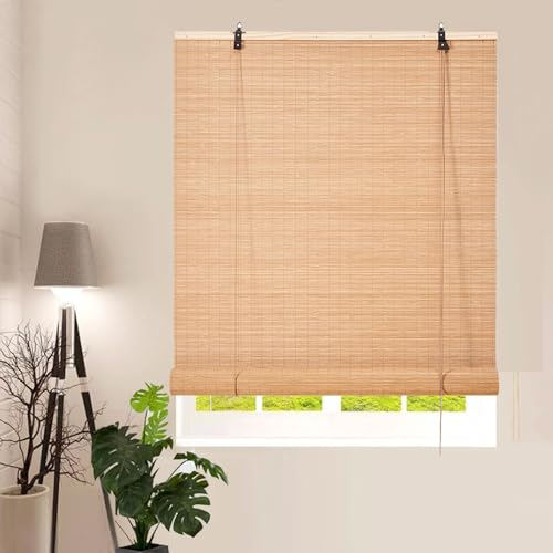 Sh000ad Retro Bambus Rollo Bohren,Raffrollos Bambus Vorhang,Naturholz Jalousie,Verdunkelungsrollos Für Türen & Fenster,Sonnenschutz Sichtschutz,Anpassbar,Breite x Höhe (45cm x 80cm)