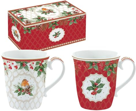 Easy Life COFFRET 2 MUGS 27,5CL EN PORCELAINE CHRISTMAS BERRIES