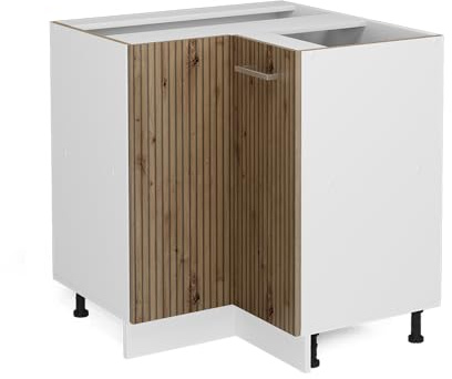 Vicco Eckunterschrank R-Line, Artisan-Eiche, 75.6 cm | Verbindet zwei Küchenseiten · Ohne Arbeitsplatte · Höhenverstellbare Füße · 1 Einlegeboden · 1 Tür