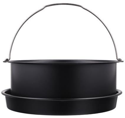 Hemobllo Set Teglia Pizza e Cestello Torta per Friggitrice ad Aria 2pezzi | Acciaio al Carbonio Nero, per 2.3-3.2l 3.5-4.5l 4.5-5.2l, per Forno e Cottura a Vapore