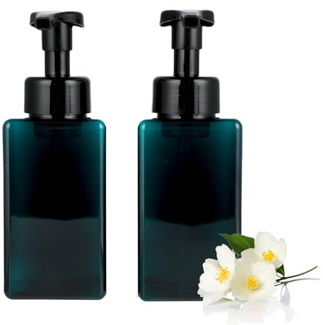 Wenrescry Seifenspender 2er Set, 450ml Flüssigseifenspender Schaumspender, Vierkantflasche in Pfauenblau, für Duschgel, Handseife, Shampoo und Gesichtspflege, Nachfüllbare Seifenspender für Küche und