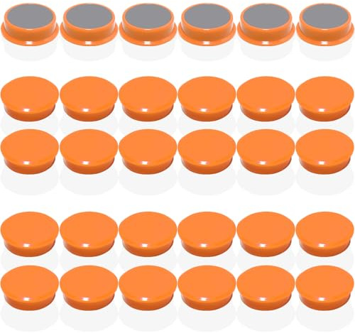 DUJEQM Magnete für Magnettafel - 30 Stück Starke Orange Kühlschrankmagnete – Runde Magnet Mini Magnete für Whiteboard, Magnetwand & Pinnwand – Klein Magneten, Bunte Tafelmagnete für Küche, Büro,Schule