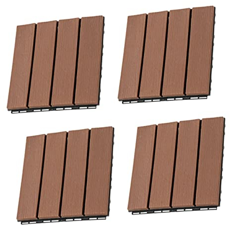 WATIIFUFU Ineinander Greifende Bodenfliesen – 4 Stück Selbstsichernde Terrassendielen Für Zuhause Balkon Garten Leicht Zu Reinigen