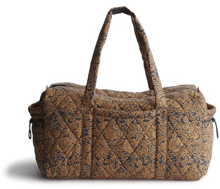 Vera Bradley Grand Sac de Sport Original en Nylon pour Femme, Lotus Montage Pécan rôti, Taille Unique, Sac de Sport Original en Nylon