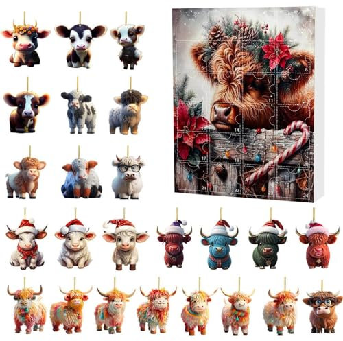 Highland Cow Adventskalender 2025, Adventskalender 2025 Kinder, Süße Hochlandkuh Adventskalender 2025, Spielzeug Adventskalender 2025, Weihnachten Adventskalender