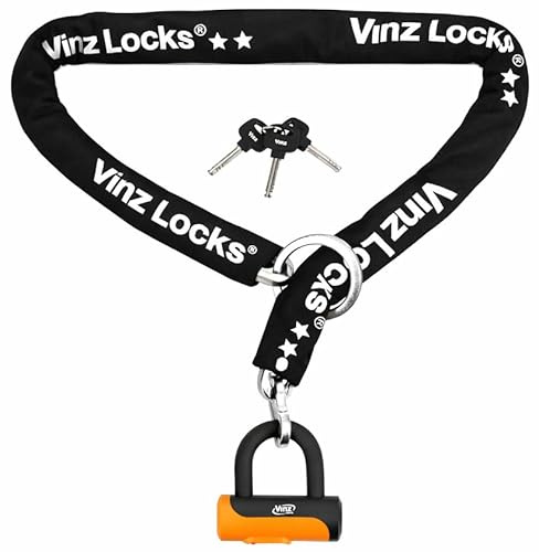 VINZ Tibba Kettenschloss ø8,3mm | ART 2 Zertifikat | Schloss für Fahrrad, E-Bike & hochwertiges Fahrrad & Fatbike | sicheres Fahrradschloss, durch Ring zusätzliche Reichweite, mit Loop | 90-200 cm