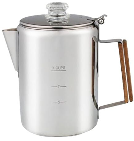 Edelstahl-Kaffeemaschine mit Skala, große Kapazität, Kaffeekannen für Camping und Zuhause, 9 Tassen Kapazität Perkolator