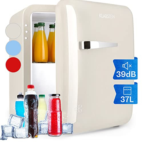 Klarstein Mini Frigo et Congelateur de Chambre de 32L, Snacks, Boissons, Petit Frigo Top Silencieux, Mini Bar, Petit Réfrigérateur Camping, Mini Frigo Cosmetique, Refrigerateur avec Étagères Réglables