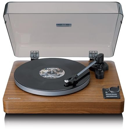 Lenco LBTA-165WD Vollautomatischer Plattenspieler - Bluetooth 5.3 - Holzgehäuse - Metall-Plattenteller & AT3600L Tonabnehmer - Auto-Start & Auto-Return - 2 Geschwindigkeiten (33/45 U/min) - Integriert
