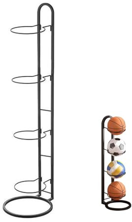 TEUYOE Porte-balles, rangement vertical pour ballons et balles à 4 couches, support amovible en métal