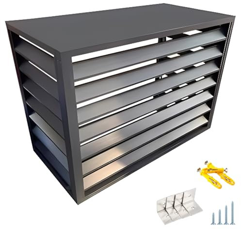 Panneaux en aluminium pour climatiseurs - Clôture de confidentialité extérieure pour climatisation - Séparateur de pièce autoportant à lamelles - Marron café - Cachez votre climatiseur et protégez