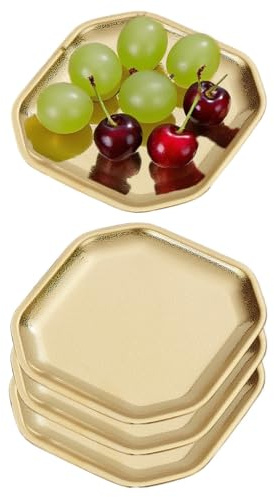 SANQIAHOME rostfritt stål förrättstallrik 13 cm x 13 cm, set med 4, guld