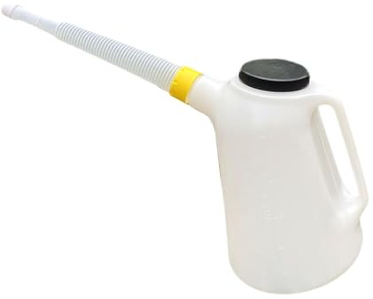Folpus Bidon d' Universel 5 L, Robuste et translucide, avec Bouchon et Bec verseur, Distributeur d' Automobile pour Garage, Anneaux Jaunes