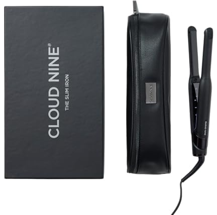 Cloud Nine Slim Iron Glätteisen, Haarglätter für Kurzhaar & Pony, Schwarz | 11 Stufen, 100-200°C, Revive-Modus, schmale Platten, weniger Frizz, präzises Styling, sanftes Gleiten, digitale Anzeige, Etui