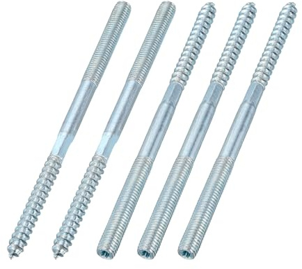 sourcing map M8 Hanger Bolts, 5.51(140mm) Length Double Headed Hanger Bolts 0.31(8mm) Wood Dowel Screw Self-Tapping Threaded Rods Screw for Assembling Wood Furniture Joint, Pack of 5