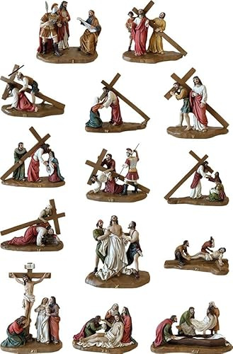 FADEDA 14 x korsväg/höjd: 9 cm/handmålad/detaljerade krubbfigurer – julbord, dekoration, krubbtillbehör