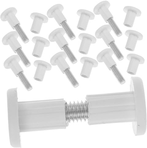 POPETPOP 50 piezas Kit de Tornillos y Tuercas para Fijación de Tableros Herrajes de Conexión para Muebles Tornillería Resistente para Ensamblaje Seguro y Duradero de Madera Blanca