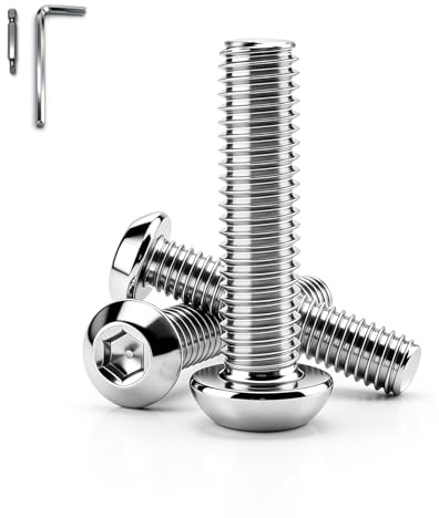 30 tornillos de cabeza alomada, M6 x 16 mm, hexágono interior, tornillos de cabeza plana, tornillos de cabeza alomada, hexágono interior, acero inoxidable, tornillos de cabeza redonda plana para la