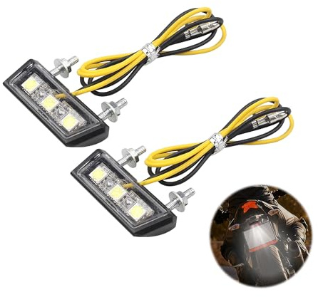 2PCS 12V Led License Plate Light Motorcycle,Waterproof Motorbike Rear Light with 3 Super Bright LEDs,Universal LED Motorcycle Number Plate Light, for All Models of Motorcycles and Quads(White)