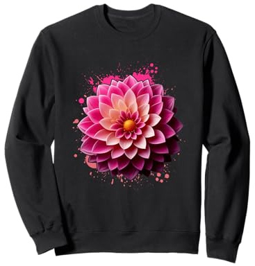 Fleur de Dahlia Rose avec pétales vibrants Rose PaintSplatter Sweatshirt