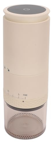 SUNGOOYUE Molinillo de café en Grano Pequeño, Funcionamiento con un Toque, Tecnología de Carga USB, 38 Ajustes de Molienda para una Experiencia de Molienda de café Individual (Beige)