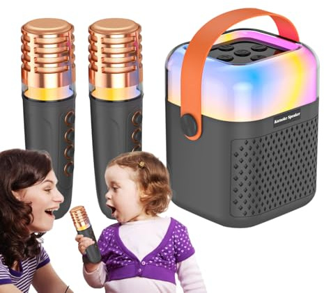 Machine À Karaoké,Audio Chant sans Fil avec 2 Micros - Système De Karaoké,pour Scène Bureau Terrasse Jardin Fêtes Extérieures Spectacles à Domicile