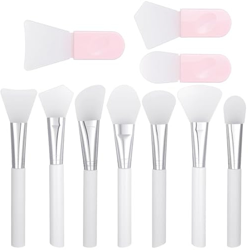 Yanxiaohong 10 pennelli in silicone per maschere facciali, piccoli raschietti per cosmetici, applicatore morbido e flessibile, pennello in silicone per donne e ragazze