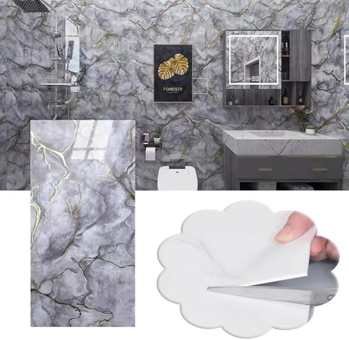 Vibeo Cuttable Peel and Stick Tiles for Interior Wall, Marble Backsplash Tile with Self Adhesive, Stick on Ceiling Cladding for Bathroom, Kitchen, Laundry(Style A,35 pcs)