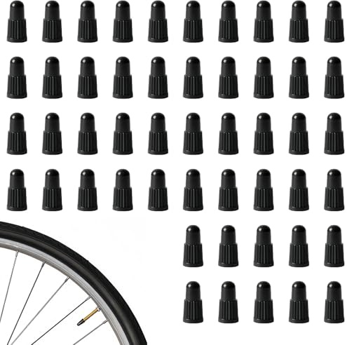 YTAXYZWR Fahrrad Ventilkappen Set 50 Stück – Schwarze Kunststoff Ventilkappen für französisches Ventil – Staubschutz für Fahrradreifen – 16mm hoch, 8mm Durchmesser, Ø 5,5mm – ideal für Rennrad, MTB,