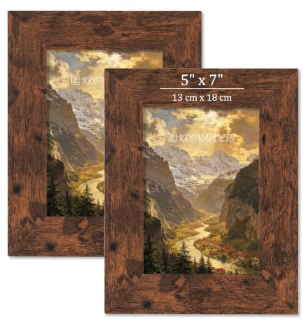 Kromapolis Vintage Bilderrahmen Set 2 Stück Fotorahmen 13x18 cm MDF | Mini Bilderrahmen Klein Holz Drehverschluss Retro Photo Frame, Schlafzimmer Arbeitszimmer Wohnzimmer Fotopapier Ausstellen