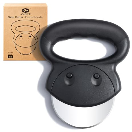 ANJUKE Pizza Cutter Wheel, Stainless Steel Pizza Slicer with Ergonomic Non Slip Handle, Dishwasher Safe Pizza Cutter with Protective Cover for Kitchen Home Baking