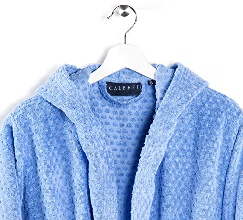 Caleffi – Peignoir Bain Homme et Femme en 100% coton, doux, absorbant et respirant, avec capuche, ceinture et poches – Parfait pour la salle de bain, le spa ou le sauna - Robe Chambre Femme