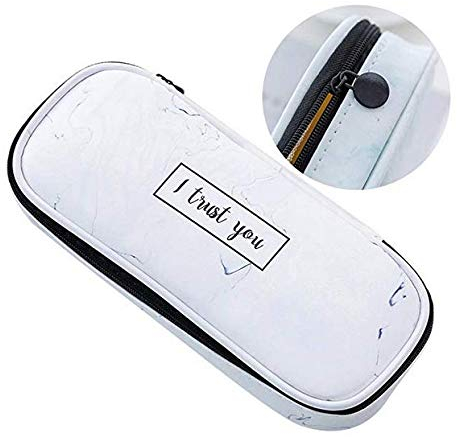 CHIRORO Mäppchen Marmor, Federmäppchen Große Kapazität PU Leder Federmappe Mädchen Kulturbeutel Federtasche mit Reißverschluss Mäppchen Marmor Schminktasche Waschtasche für Reisen, Urlaub