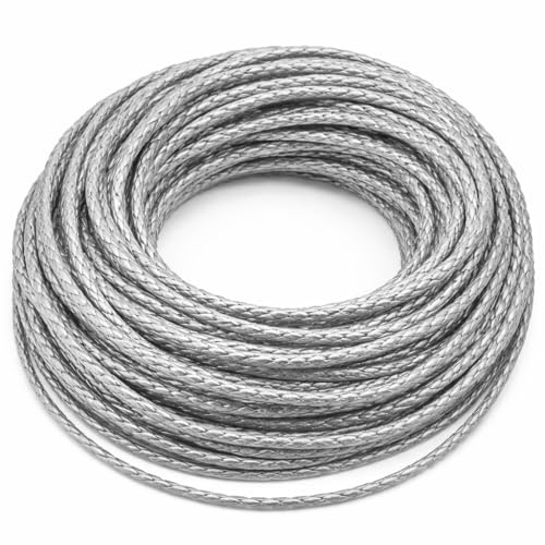 Perlin – 10 metri di cordoncino in pelle intrecciata 3 mm di colore argento, in PU, C230 x 2