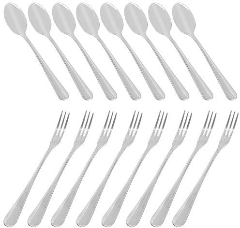 Set of 16 Demitasse Espresso Spoon (4 inch) and Stainless Steel Forks (4.8 inch), DaKuan Mini Coffee Spoons & Cake Forks for Dessert, Tea, Appetizer