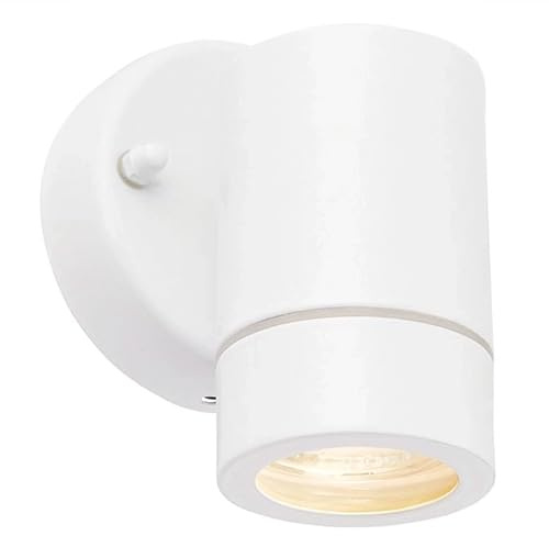 National Lighting Palin Gloss White Steel External Outdoor Security GU10 Wall Spot Down Light IP44 Rated